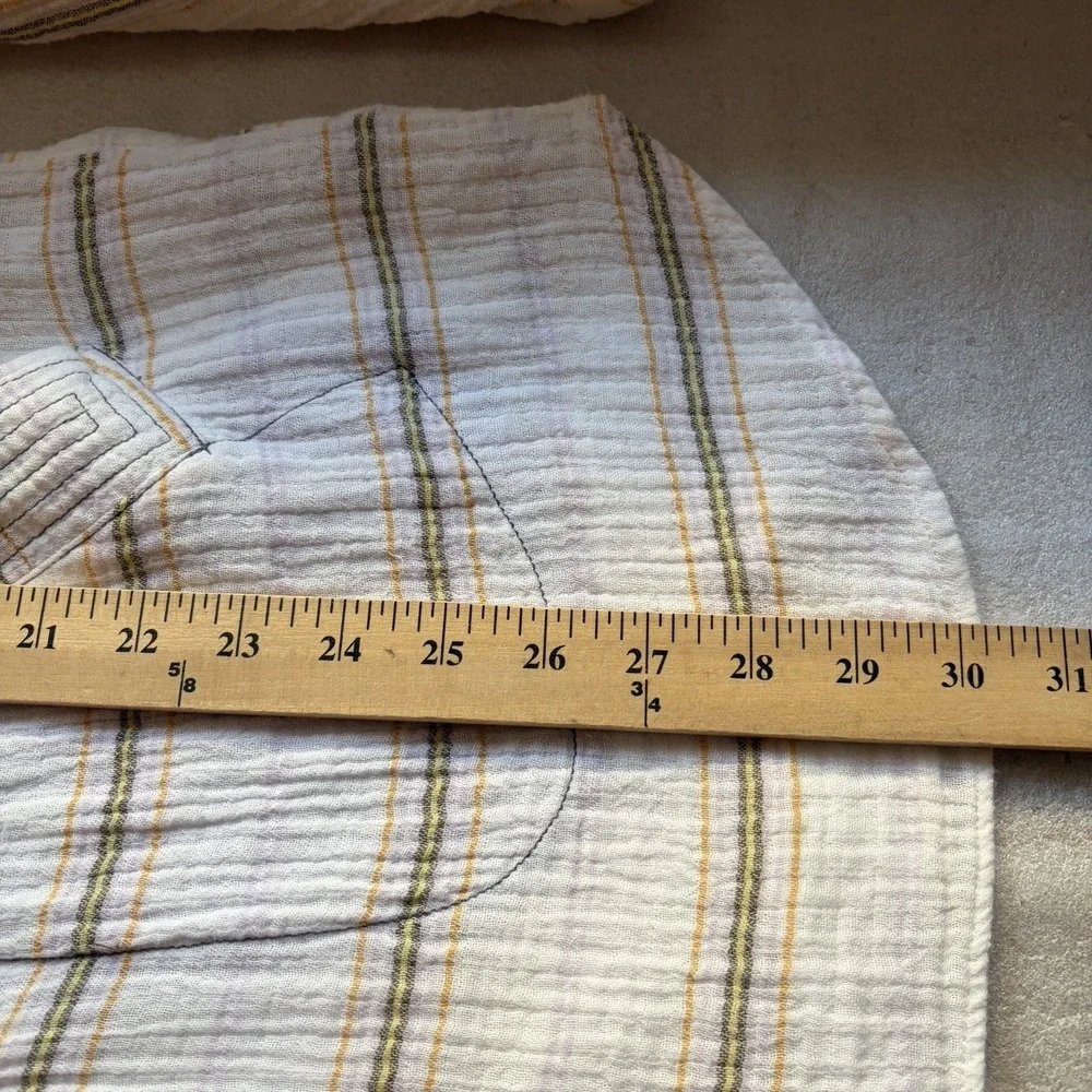 Free People Rolling Clouds 100% Cotton Gauze Tunic Women M Cream Striped Hooded